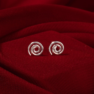 Spiral Stud Earrings 925 Sterling Silver - Minimalist Silver Studs - Hypoallergenic Spiral Earrings - Dainty Whirl Earrings for Women