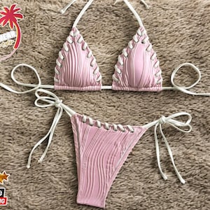 Woman&#39;s Seft-Tie Bikini Set | Stylish Spaghetti Swimwear | Trendy Beach & Pool Bathing Suit | Sexy Swimsuit for Summer Swimming