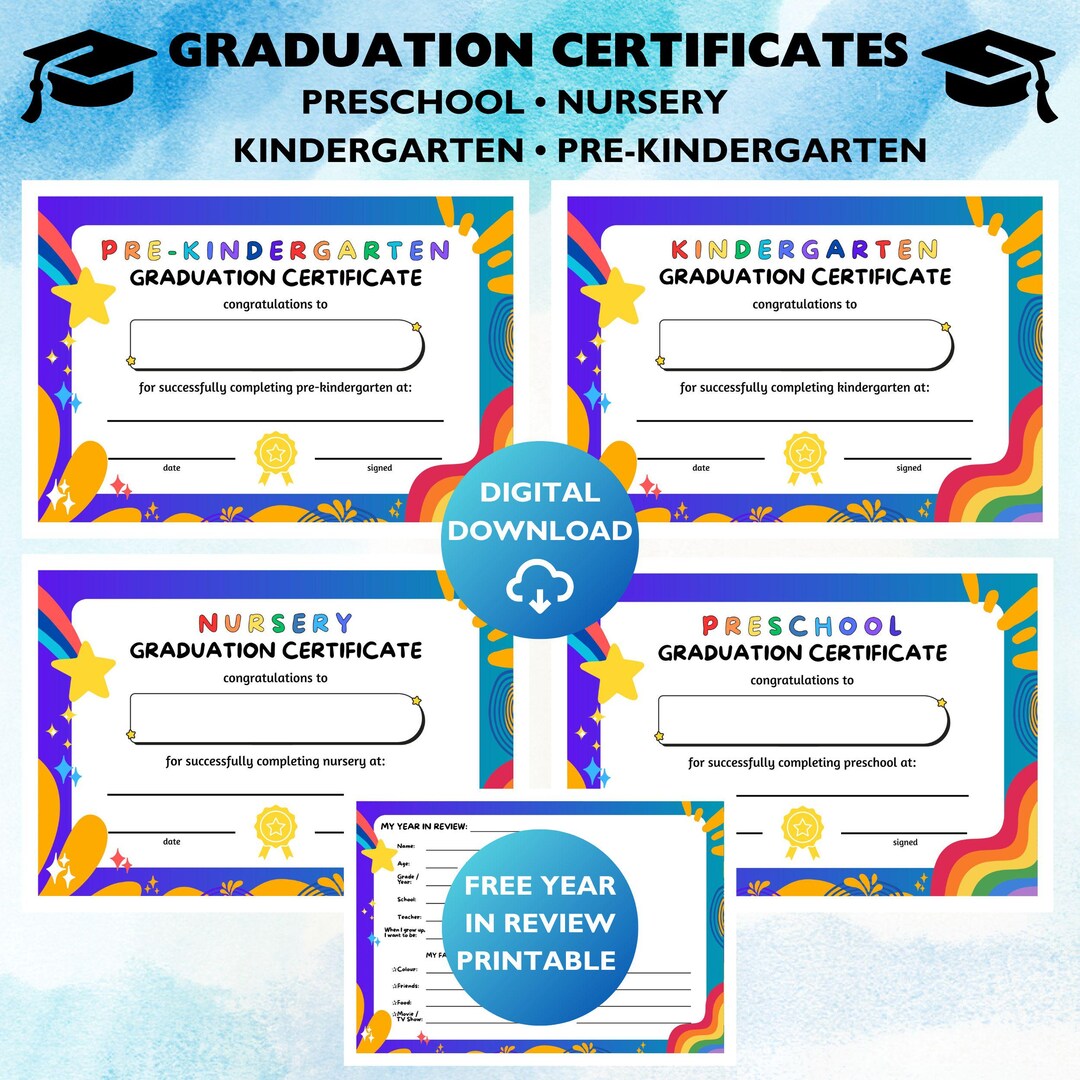 Cute Printable Graduation Certificate – Nursery, Preschool, Pre-k ...