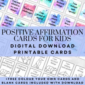 Positive Affirmationskarten für Kinder, Motivationskarten, Ermutigungshinweise, digitaler Download druckbare Affirmationskarten für Kinder
