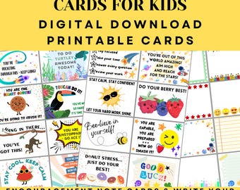 Biglietti motivazionali per bambini per il giorno dell'esame - Biglietti di incoraggiamento - Stampabili - Download immediato