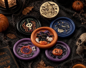 Halloween Wax Seal Stamp, Spooky Brass Sealing Stamp, Pumpkin Ghost Witch Wax Seal for Halloween Invitations, Journaling & Gift Wrapping
