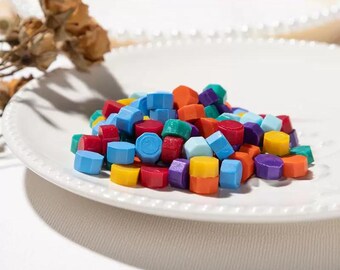 Assorted Color Natural Wax Beads, Premium Sealing Wax Pellets 50 Count Per Pack for DIY Stamping