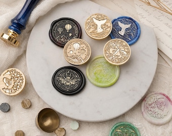 Create dreamy vintage envelopes, wedding invitations, and journal pages with this butterfly, deer, and floral wax seal stamp collection.