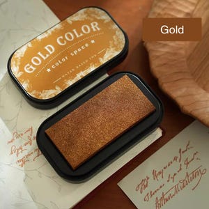 Stor vintage stämpeldyna för gummistämplar, snabbtorkande vattenbaserad stämpeldyna för journalföring, scrapbooking, korttillverkning, hantverksstämpelbläck Gold