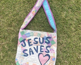 Upcycled Vintage Quilt Tote Bag | Handmade One of a Kind Patchwork | Sustainable Fashion