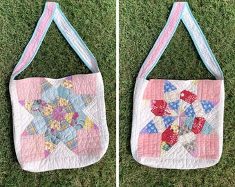 Upcycled Vintage Quilt Tote Bag | Handmade One of a Kind Patchwork | Sustainable Fashion