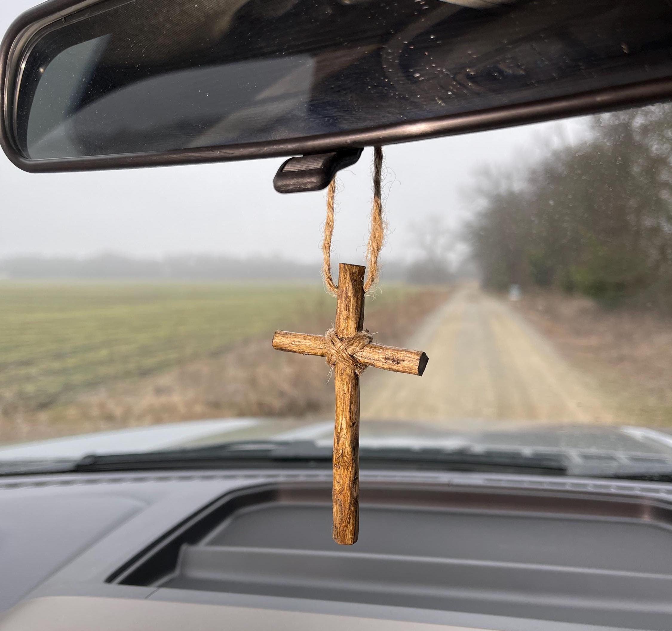 Mini cross, Decorative Cross, Cross for Rearview Mirror, Ornament Cross, Wood Cross, Unique Cross, Customizable, Baptism Gift, Gift