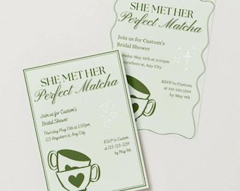 Matcha Bridal Shower Invitation: Green Wedding Invite (Digital Download)