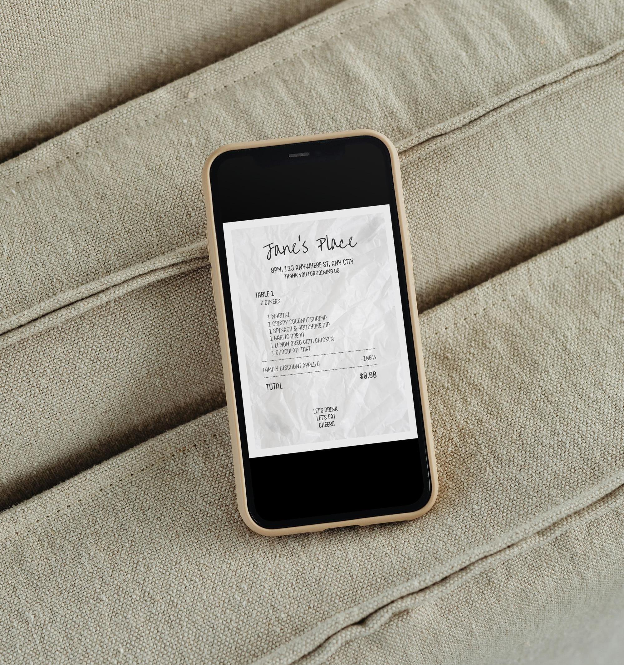 Receipt Paper Menu Editable Receipt Menu Template: Modern Dinner Party Design (canva ...