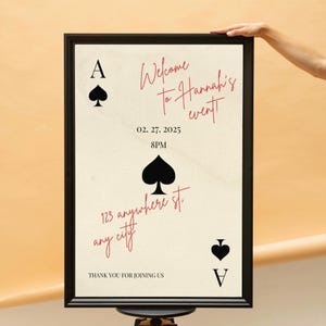 Ace of Spades Print Poster, Spielkarte Zeichen, 18 x 24 Willkommensposter, Willkommensposter Pik Aces, Party Poster, Rot und Schwarz, TWO Sign