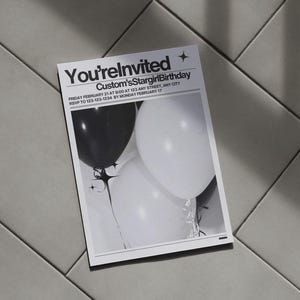 Bianco The Weeknd House of Balloons Stargirl Starboy Invito alla festa XO Trilogy Compleanno Stampa Argento Digitale Estetica Moodboard Pinterest