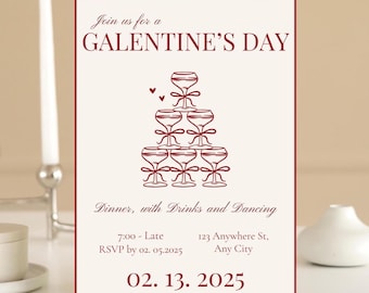 Galentine's Day Invitation: Girls Night Cocktail Party (Printable Canva Template)