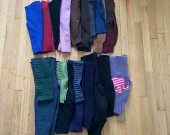 Lot of upcycled sweater wool longies - felted sweater sleeves