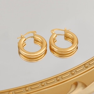 High Quality Gold Hoop Earrings, Thick hoops, medium hoops, Gold hoops, 18K gold hoop earrings, summer jewelry, Gifts for mom