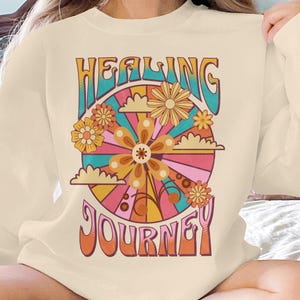 Healing Journey Sober Crewneck Sweatshirt - Sobriety Gift, Addiction Recovery, NA AA Sweatshirt, Sober Anniversary, Recovery Celebration