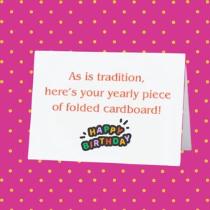 Tarjeta de cumpleaños atrevida. Doblada 5 x 7
