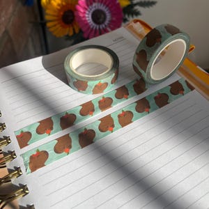 Capybara Washi Tape - cute capybara washi tape, capybara gifts, capybara stationery, journal tape, cute washi tape, kawaii tape