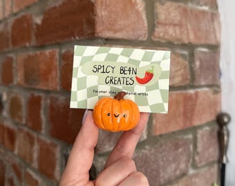 Handmade Polymer Clay Pumpkin Photo Holder: Autumn Decor