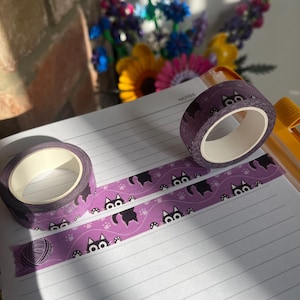 Creepy Cat Washi Tape - cute cat washi tape, quirky cat washi tape, cat washi tape, cat stationery, journal tape, quirky stationery