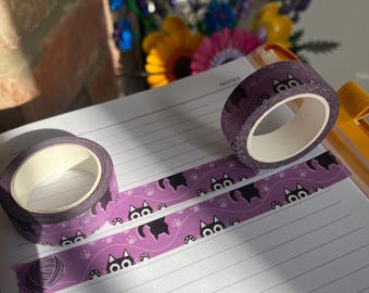 Creepy Cat Washi Tape – Quirky Journal Tape (15mm x 10 meters)