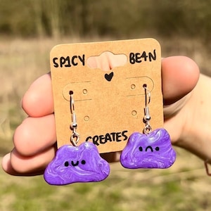 Handmade Purple Cloud Earrings: Kawaii Polymer Clay Earrings