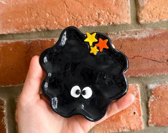 Handmade Soot Ball Trinket Dish: Anime Inspired Polymer Clay Jewelry Holder