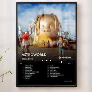 ASTROWORLD Travis Scott Album Cover Poster - Ästhetische Musik Wandkunst, Minimalistisches Poster Musik, Album Cover Kunst