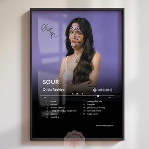 SOUR- Olivia Rodrigo Album Cover Poster - Ästhetische Musik Wandkunst, Minimalistische Musik, Digital Download, Pop Print, Album Cover Art