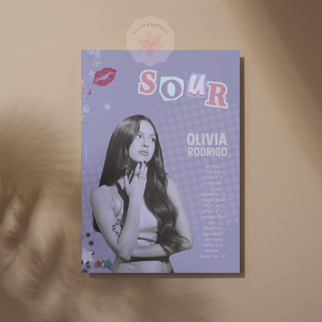 Discover GUTS Olivia Rodrigo 2 Poster Bundle, SOUR Album Cover Poster Aesthetic Music Wall Art, Minimalistic Poster Music