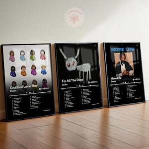 Lote de 6 pósteres de portadas de álbumes de Drake, pósteres de rapero: "Certified Lover Boy", "For All The Dogs", arte mural de descarga digital, regalo musical
