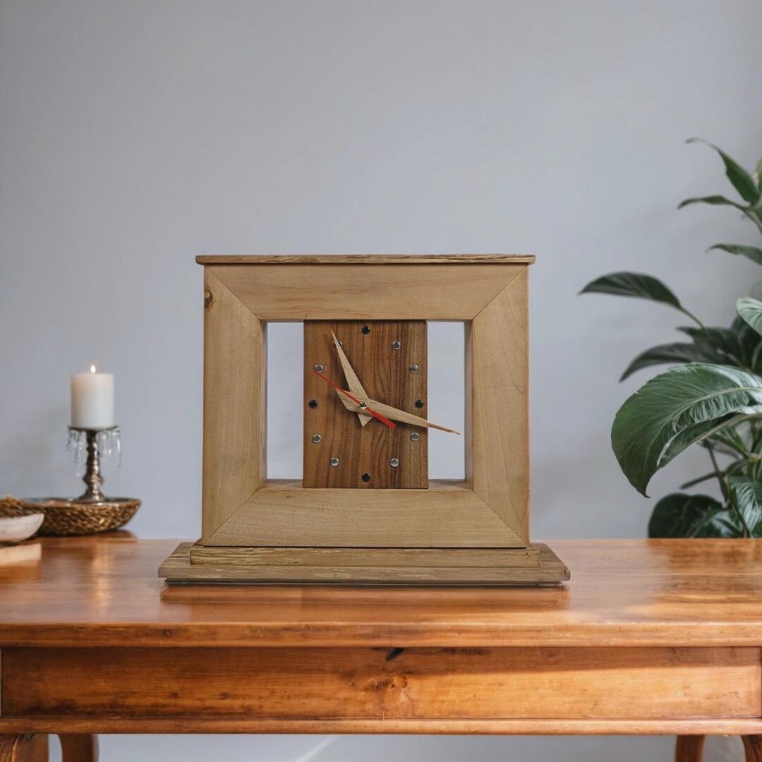 Rustic Timepiece Wooden Table Clock for Bed Room Rustic Timepiece for Living Room Unique ...