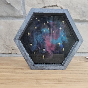 Déco murale constellation du Sagittaire en résine - galaxie cosmique étoiles hexagone - cadeau astrologie zodiaque horoscope carte des étoiles - métal galactique
