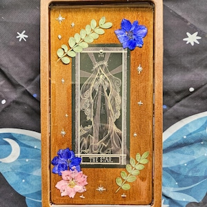Décoration unique de carte de tarot - vide-poche avec fleurs pressées, cadeau de moins de 20 ans, cadeau pour elle