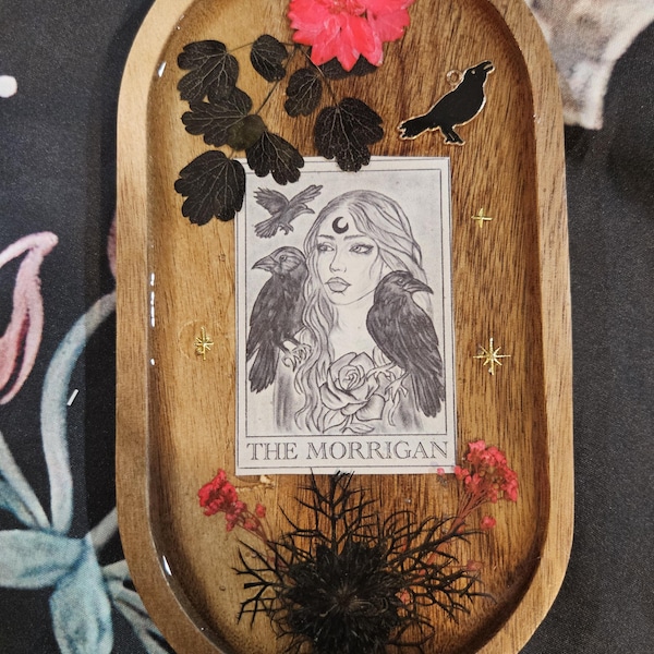 The Morrigan Trinket Tray Altar Decor Display,  Dark Goddess , Witch Occult Gift