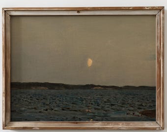 Vintage Coastal Wall Art Moody Norwegian Landscape Print Rustic Blue Seascape Nordic Home Decor Scandinavian Wall Art Print Digital Download