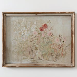 Cottagecore Floral Wall Art Antique Country Cottage Painting Neutral Botanical Digital Download Floral Farmhouse Wall Art French Decor