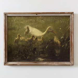 Vintage Duck Printable Wall Art Rustic Spring Duck Painting Digital Download Green Wall art Wildlife Nature Scene Country Farmhouse Decor