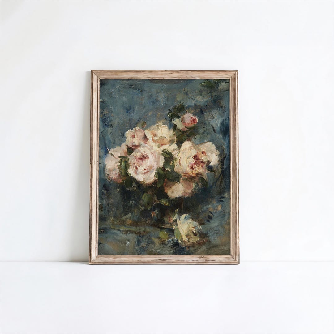 Vintage Rose Botanical Wall Art Antique Floral Print Cottagecore Decor ...