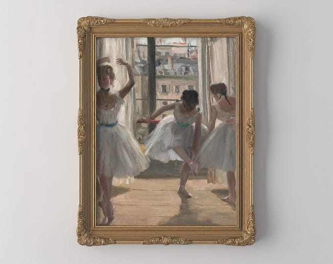 PRINTED Vintage Ballerina Wall Art Elegant Ballet Dancer Print Feminine Room Decor Ballerina Painting Edgar Degas Artwork Earth Tone VPR-16