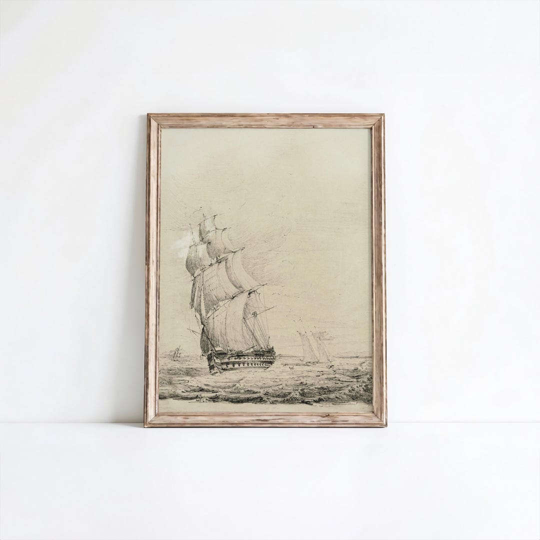 PRINTED Vintage Ship Wall Art Nautical Print Maritime Decor Antique ...