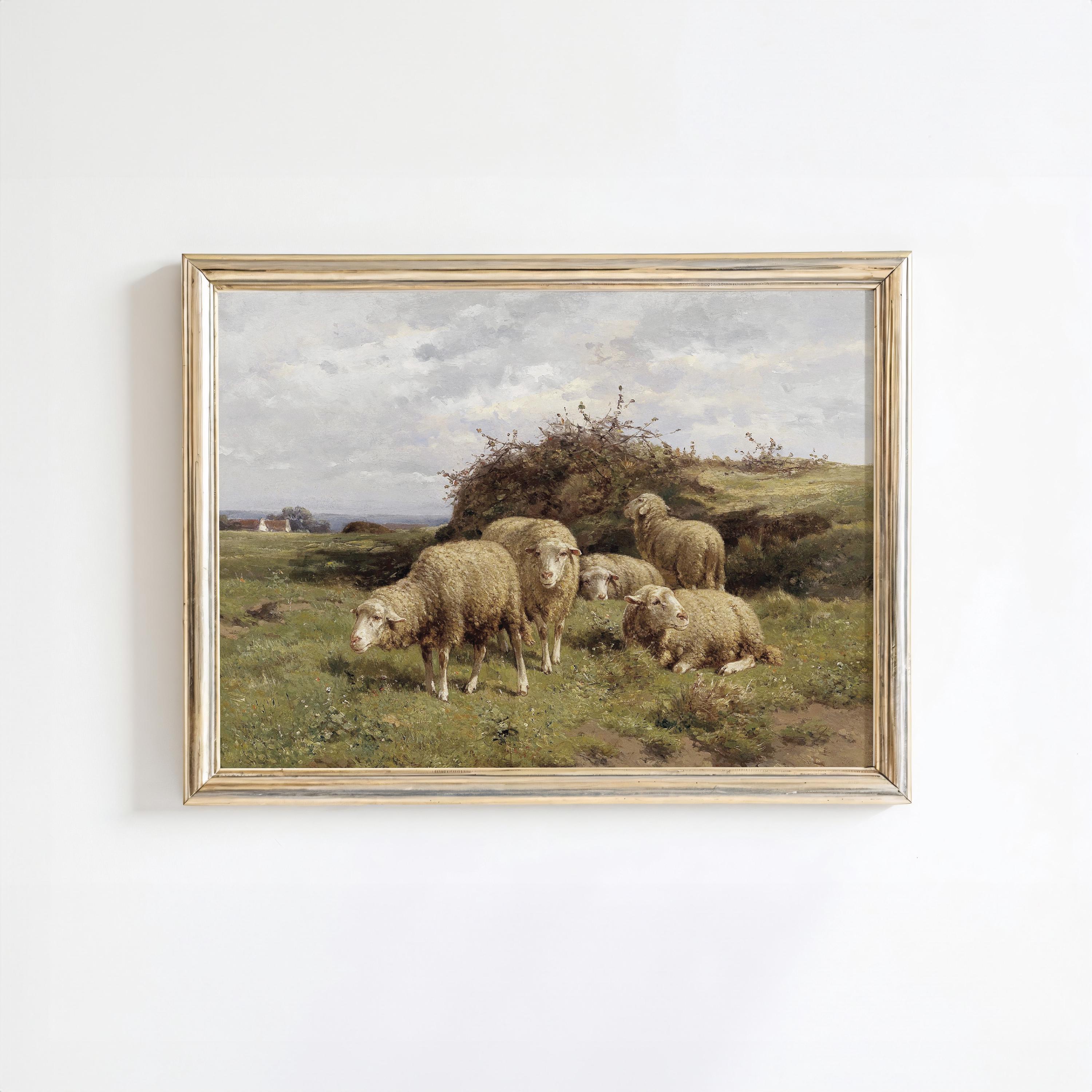 Antique Sheep Painting Printable Wall Art Vintage Farm Animal Digital ...