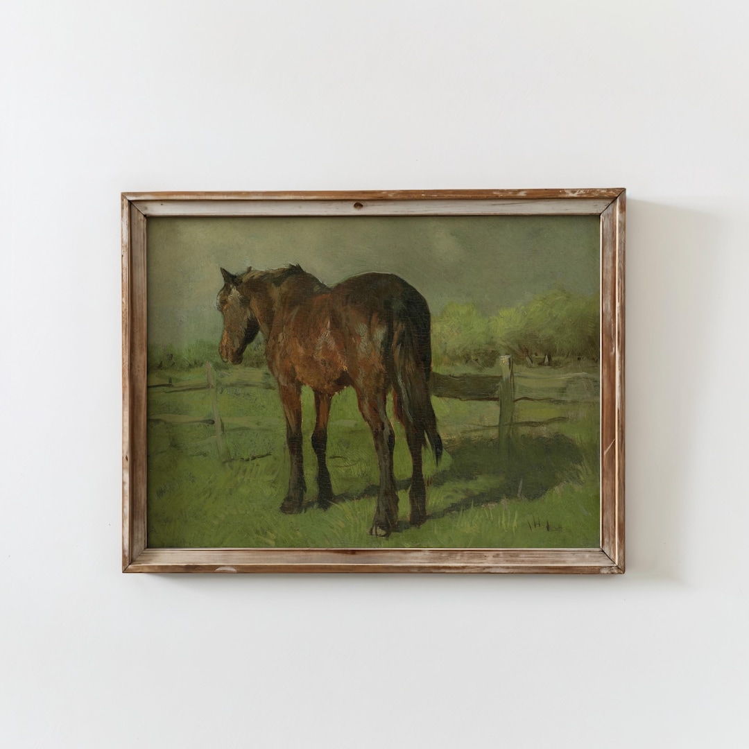 Vintage Horse Wall Art Antique Horse Painting Farmhouse Equestrian Art ...