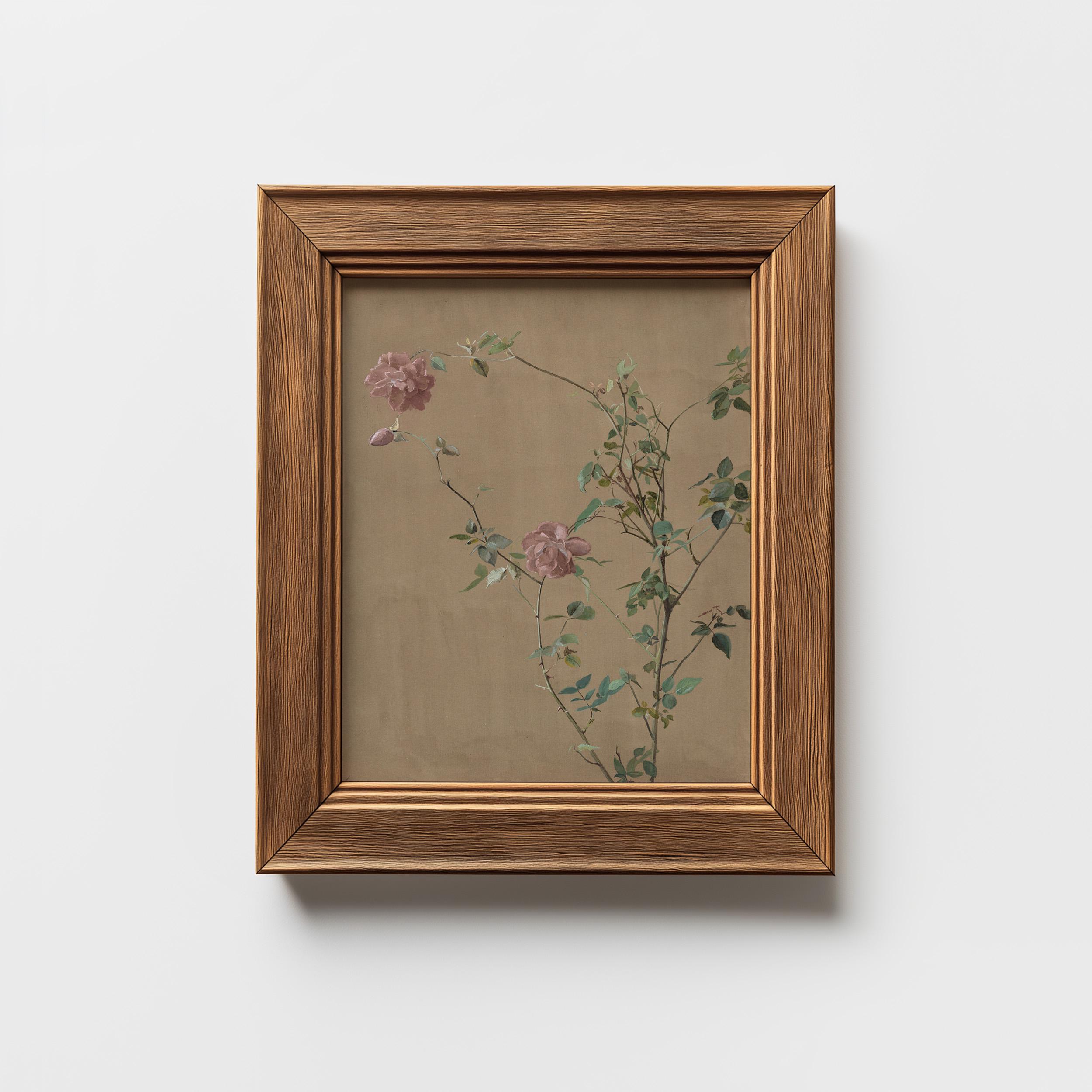 PRINTED Antique Rose Wall Art Vintage Muted Pink Floral Printable ...