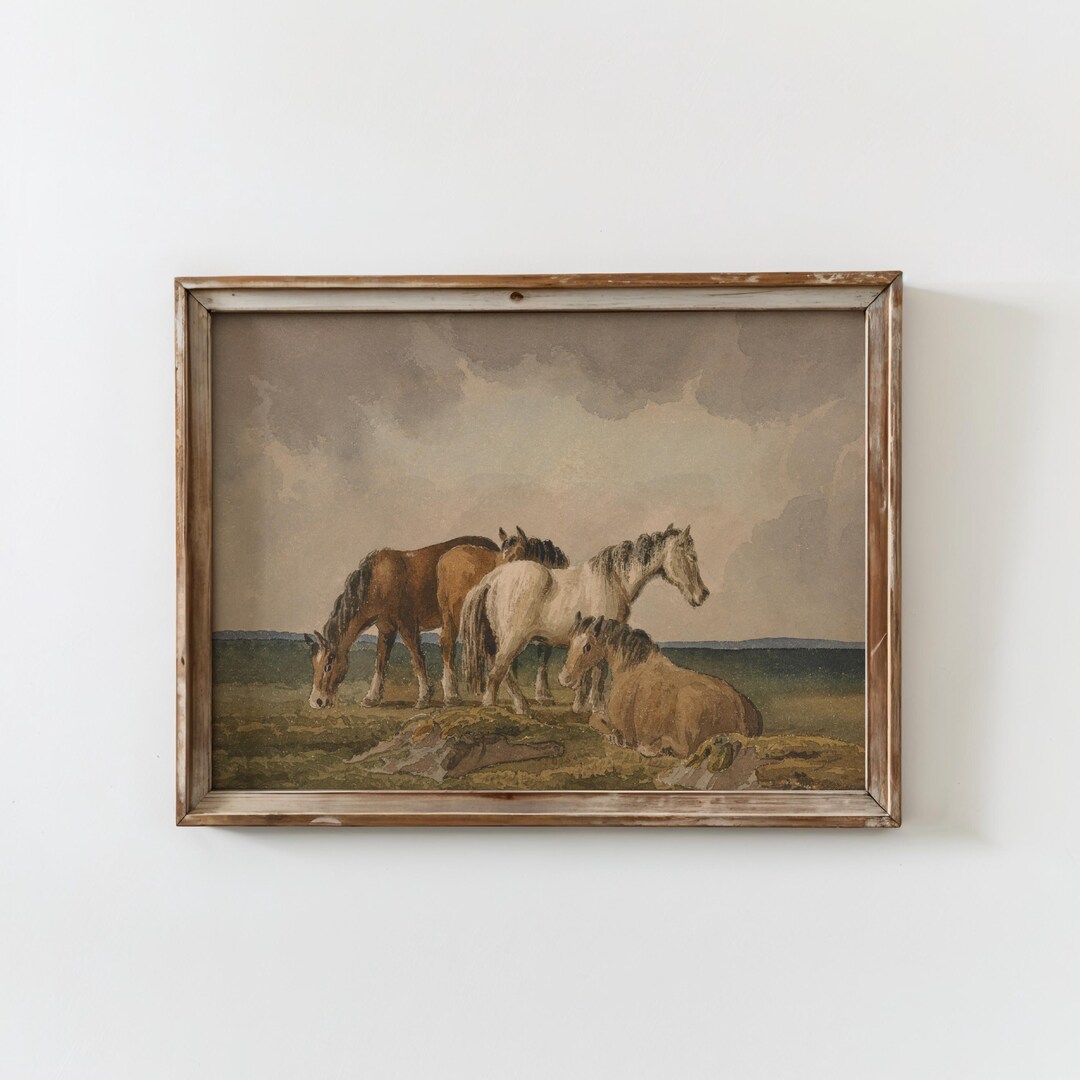 Vintage Horse Wall Art Pastoral Farm Horse Painting Antique Equestrian ...