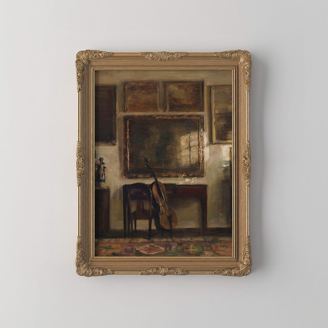 PRINTED Vintage Music Wall Art Violin Interior Painting Antique Still ...