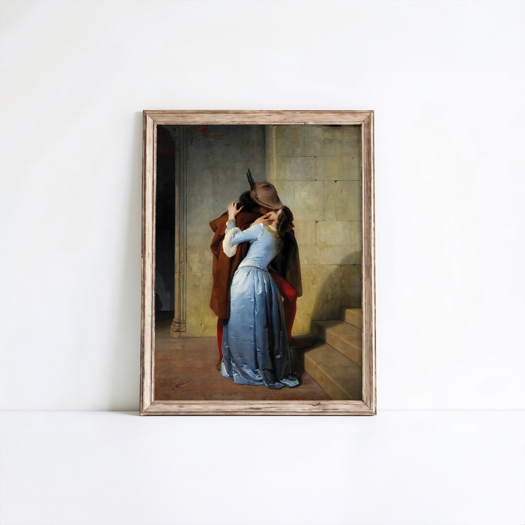 Romantic Vintage Couple Embrace Art Print Antique Love Wall Decor ...