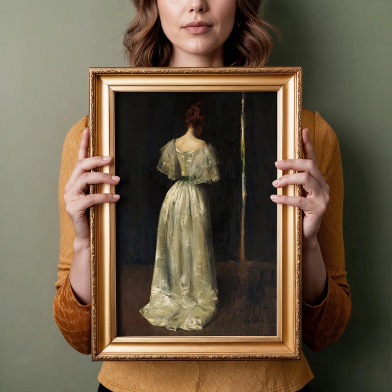 Vintage Victorian Woman Oil Painting Moody Portrait Art Antique Dark ...