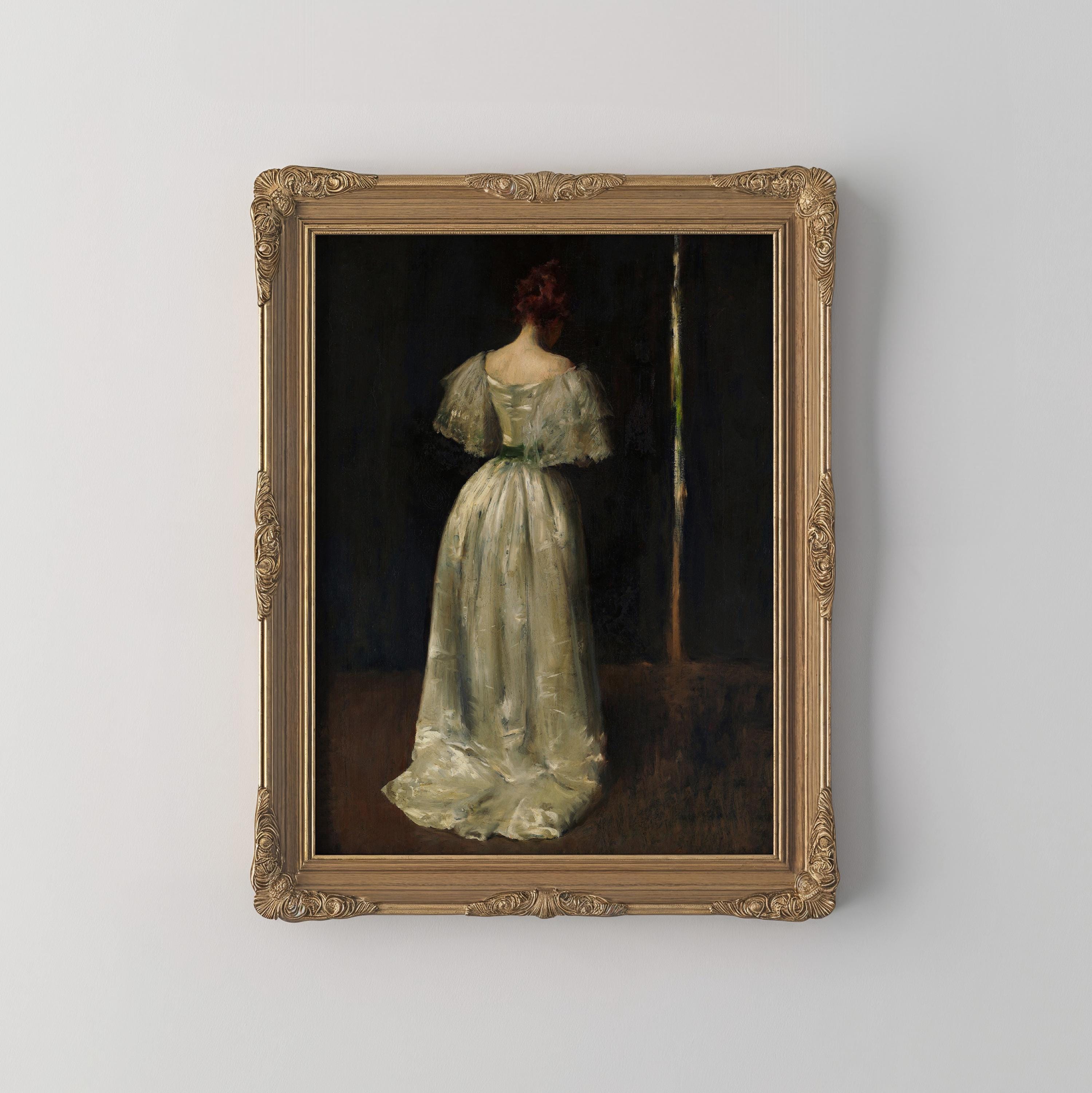 Vintage Victorian Woman Oil Painting Moody Portrait Art Antique Dark ...