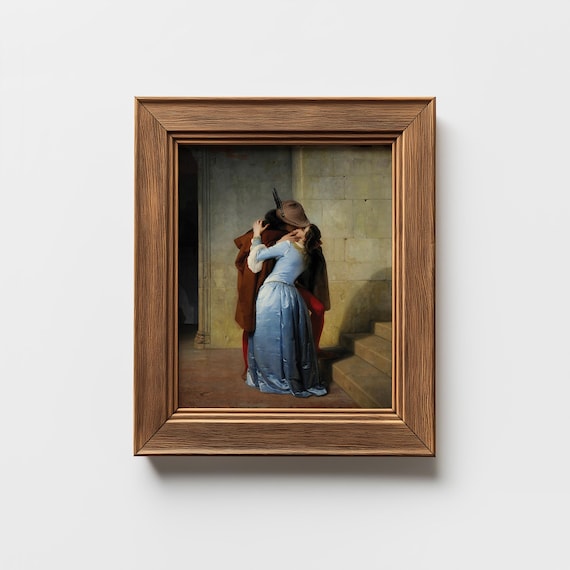 PRINTED Romantic Vintage Couple Embrace Art Print Antique Love Wall Decor Historical Kiss Poster Timeless Romance Illustration VPR-62